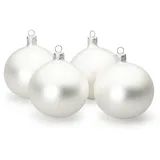 SIKORA Essentials Klassische Christbaumkugeln aus Glas - matt - 6 Farben 3 Größen Premium Qualität, Farbe:Silber matt 4er Set, Höhe in cm:8 cm