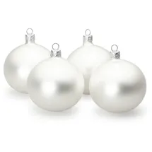 SIKORA Essentials Klassische Christbaumkugeln aus Glas - matt - 6 Farben 3 Größen Premium Qualität, Farbe:Silber matt 4er Set, Höhe in cm:8 cm