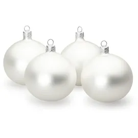 SIKORA Essentials Klassische Christbaumkugeln aus Glas - matt - 6 Farben 3 Größen Premium Qualität, Farbe:Silber matt 4er Set, Höhe in cm:8 cm