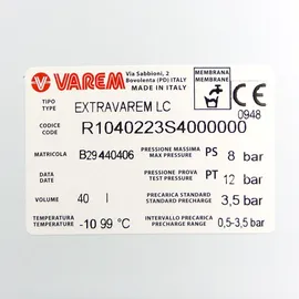 Varem Multifunktions Ausdehnungsgefäß 3 bar 40 l Weiß