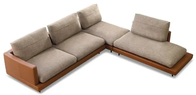 Rolf Benz Ecksofa RB 80 Sina Stoff Sandgelb / Ockerbraun