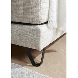 Set One by Musterring Boxspringbett "Baldwin", beige, B:202cm L:212cm, 100% Polyester, SET ONE BY MUSTERRING, Komplettbetten, Boxspringbett, Liegefläche 180 x 200 cm, Duo-Matratze, Kopfteil mit Steifensteppung