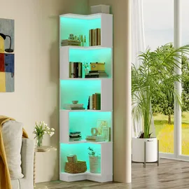 stilvora Eckbücherregal 63,5 x 45 x 175 cm Weiß
