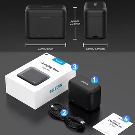 TELESIN 2-Slot-Ladegerät + Kartenspeicher für Insta360 X4