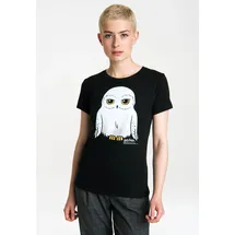 LOGOSHIRT T-Shirt "Harry Potter - Hedwig", Damen, Gr. L, schwarz, 100% Baumwolle, bedruckt, normal, Rundhals, Shirts T-Shirt, mit niedlichem Hedwig-Print