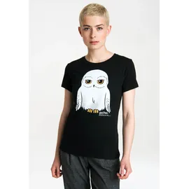 LOGOSHIRT T-Shirt "Harry Potter - Hedwig", Damen, Gr. L, schwarz, 100% Baumwolle, bedruckt, normal, Rundhals, Shirts T-Shirt, mit niedlichem Hedwig-Print