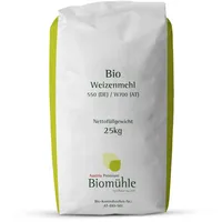 Bio Weizenmehl Type 550 / W700 Mehl GVO-frei Weizen Bäckereiqualiät 25 kg