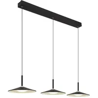 GLOBO Hängeleuchte Esszimmerlampe Pendelleuchte LED schwarz matt Retro 3 Flammig opal