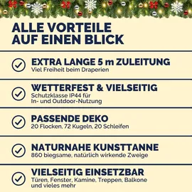 CASARIA Weihnachtsgirlande 2er-Set 10m In-/Outdoor geschmückt