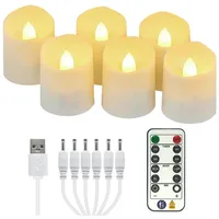 Refttenw LED-Kerze Wiederaufladbar Fernbedienungs-LED-Akku-Kerzenlicht,Timer,6 Stück weiß