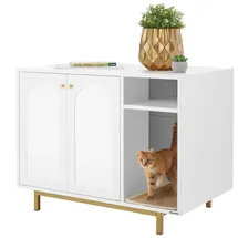 Tectake tectake® Katzenschrank, seitlicher Eingang, hohe Beine, kleines Staufach, inklusive Kratzmatte, 80 x 52 x 61,5 cm