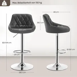 Woltu Barhocker 38,5 x 104 cm Grau