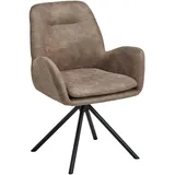 Livetastic Armlehnstuhl, Braun, Schwarz, Metall, Textil, Drehkreuz, 60.5x88x62 cm, Sitzfläche 360° drehbar, Esszimmer, Stühle, Esszimmerstühle, Armlehnenstühle