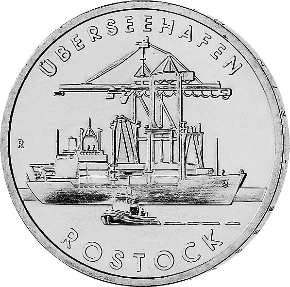 5-Mark-DDR-Gedenkmünze "30 Jahre Überseehafen Rostock"