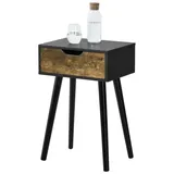 [en.casa] Beistelltisch Östersund 60x40x30 cm Schwarz/Dunkler Holzton