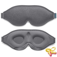 2024 Innovative Schlafmaske für Männer und Frauen. 100% Licht blockierend. Ergonomische, einstellbare Augenmaske mit Ohrstöpseln für Schlaf, Nickerchen, Meditation, Reisen, angenehme Nachtruhe(Grau)
