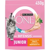 Purina One Junior 1 bis 12 Monate mit Huhn und Vollkornkätzchen Trockenfutter, 450g