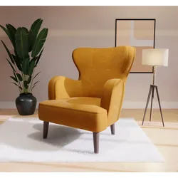 Sessel HOME AFFAIRE "SICILIA", gold, B:88cm H:88cm T:64cm, 100% Polyester, Sessel, moderner Ohrensessel