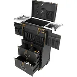 Kosmetikkoffer, rollbar, abschließbar, 4 Ebenen, Make-up-Trolley, Schmuck und Kosmetik, große Aufbewahrung für Reisen, abschließbar