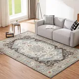 luxuskollektion Teppich Wohnzimmer Braun 200x290CM Waschbar Kurzflor