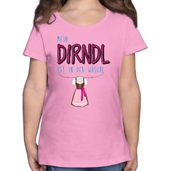 Shirtracer T-Shirt Mein Dirndl ist in der Wäsche – Mode für Oktoberfest Kinder Outfit – Mädchen Kinder T-Shirt trachtenshirt mädchen – t-shirt dirndl – trachten shirt kinder rosa 104 (3/4 Jahre)
