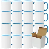 Sublimationstassen ohne Druck AAA Grade | Einzeln oder im Set | Fototasse für Sublimationsdruck | Leere Tassen für Hitzepressen-Thermo-Sublimation (4 Stück, Hellblau)