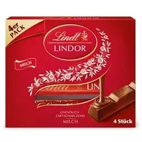 Lindt Schokoriegel Lindor Sticks Multipack, Milch, 100g, je 25g, 4 Riegel