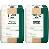 Fuchs Professional - Pfeffer weiß gemahlen | Warm-würziges Aroma zum Abschmecken von Gerichten | Profi-Qualität für Großverbraucher und Gastronomie | 1 kg im recyclebaren Beutel (Packung mit 2)