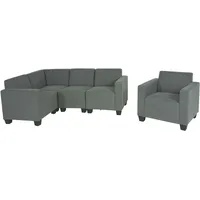 Mendler Modular Sofa-System Couch-Garnitur Lyon 4-1, Stoff/Textil ~ grau