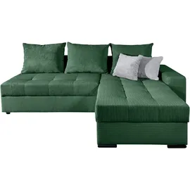 Collection AB Ecksofa Josy L-Form Cord 2-Sitzer Flaschengrün
