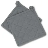 GWS Hitzebeständige Topflappen 1 Paar Anthrazit 20 x 20 cm 100 Prozent Baumwolle Oeko-TEX Standard 100 rutschfest waschbar
