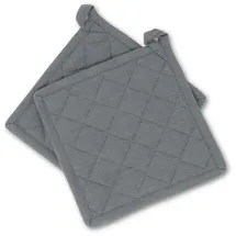 GWS Hitzebeständige Topflappen 1 Paar Anthrazit 20 x 20 cm 100 Prozent Baumwolle Oeko-TEX Standard 100 rutschfest waschbar