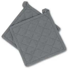 GWS Hitzebeständige Topflappen 1 Paar Anthrazit 20 x 20 cm 100 Prozent Baumwolle Oeko-TEX Standard 100 rutschfest waschbar