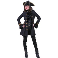 Piraten-Mantel in schwarz| Piraten-Gehrock | Piraten-Kostüm für Damen (XS)