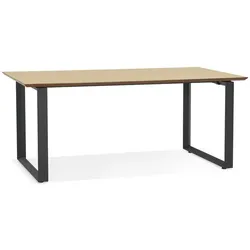 Kadima Design Arbeitstisch | 180x90 cm | Stilvoll Robust Geräumig | Beige-Schwarz | Holz-Metall Bürotisch