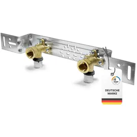 Sanpro Pressfitting Einzel Wandscheibe + Montageplatte abgewinkelt, Größe 16x2 - Stichmaß 73 - 153 mm
