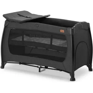 hauck Reisebett Play N Relax Center mit Wickelauflage, höhenverstellbar und seitlichem Einstieg - Melange Black
