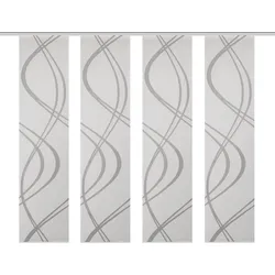 Schiebegardine HOME WOHNIDEEN "TIBERIO 4er SET" Gr. 1, grau, B:60cm H:245cm, Polyester, Gardinen, Schiebegardine 4er SET TIBERIO