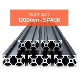 Vevor 5er Set Aluprofil 1200 mm T-Nut 2040 Aluminium-Strangpressprofil, eloxierte Linearschiene nach europäischem Standard, Nutenprofil für 3D-Druck