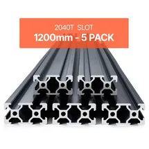 Vevor 5er Set Aluprofil 1200 mm T-Nut 2040 Aluminium-Strangpressprofil, eloxierte Linearschiene nach europäischem Standard, Nutenprofil für 3D-Druck