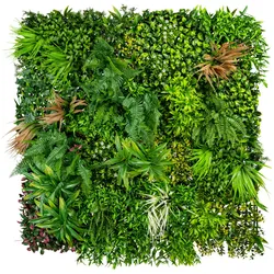 CREATIV green künstliche Pflanze Premium-Blättermatte, ca 100x100x12cm, mit Farnen, Gräsern und Blüten