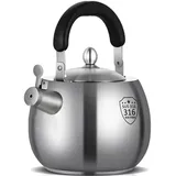 Edelstahl Pfeifender Teekessel Küche Herd Top Wasserkessel mit Pfeifenauslauf Warmwasserkocher für Gas und Induktion