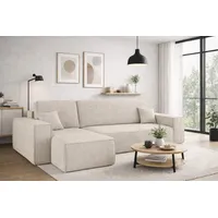 kaiser möbel Ecksofa mit schlaffunktion und bettkasten, Sofa, L-form, Couch, L-form BEST Poso Dicker Cord, Beige Links