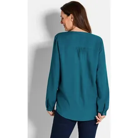 GOLDNER Elegante Viskosebluse mit V-Ausschnitt Petrol 20