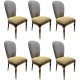 Casa Padrino Luxus Barock Esszimmer Stuhl Set Grau / Braun / Silber 52 x 55 x H. 100 cm - Barock Küchen Stühle 6er Set - Esszimmer Möbel im Barockstil