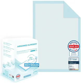 arnomed 25x ARNOMED Inkontinenzunterlage Einweg , saugfähige Krankenunterlagen 60x90cm, Baby Wickelunterlage Einweg, 5-lagige Zellstoff Unterlagen Bett bei Inkontinenz, Betteinlagen Einweg, Wickelunterlage