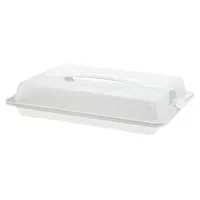 Rotho Tortenglocke rechteckig John - Tortenbehälter 43,5 x 29,5 x 9,0 cm spülmaschinenfest - Kuchenhaube - Kuchen Transportbox Kuchenglocke - Transparent/Weiß