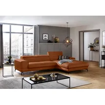 W.Schillig Ecksofa "piedroo, Designsofa mit tollem Sitzkomfort, L-Form", braun (cognac z69), B:303cm H:70cm T:193cm, Longlife Xtra-Leder Z69: Das feinnarbige, gedeckte Softleder Z69 besticht durch seine außergewöhnliche Weichheit im trendigen »Vintage-Look«,