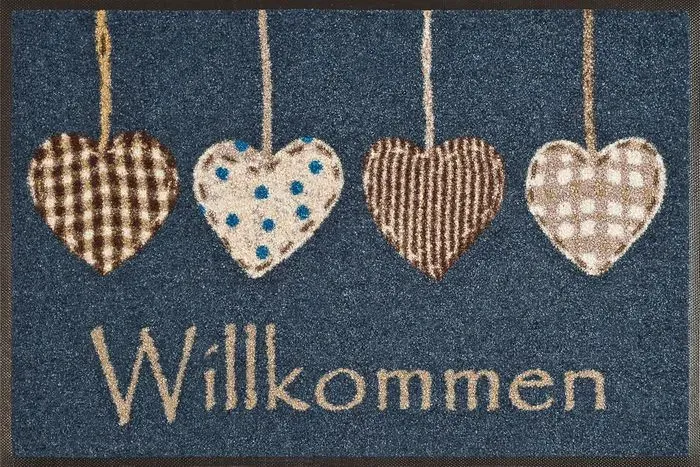 Wash & Dry Fußmatte Cottage Hearts 40 x 60 cm Polyamid Blau