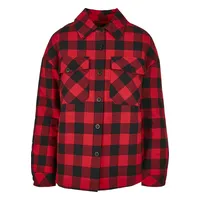 URBAN CLASSICS Ladies Flanell Padded Overshirt - schwarz,